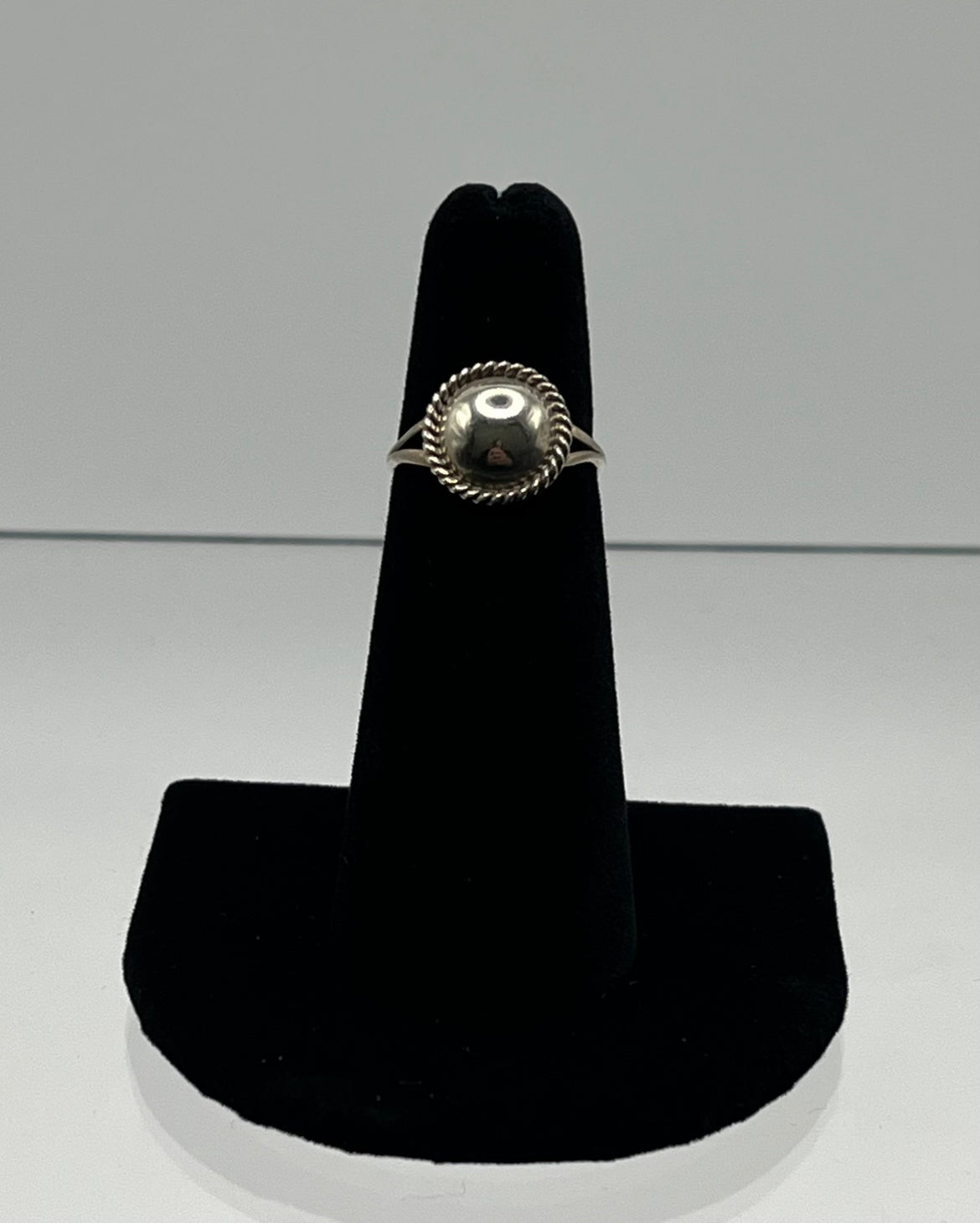 Round Sterling Silver Ring with Rope Detail; Size 5