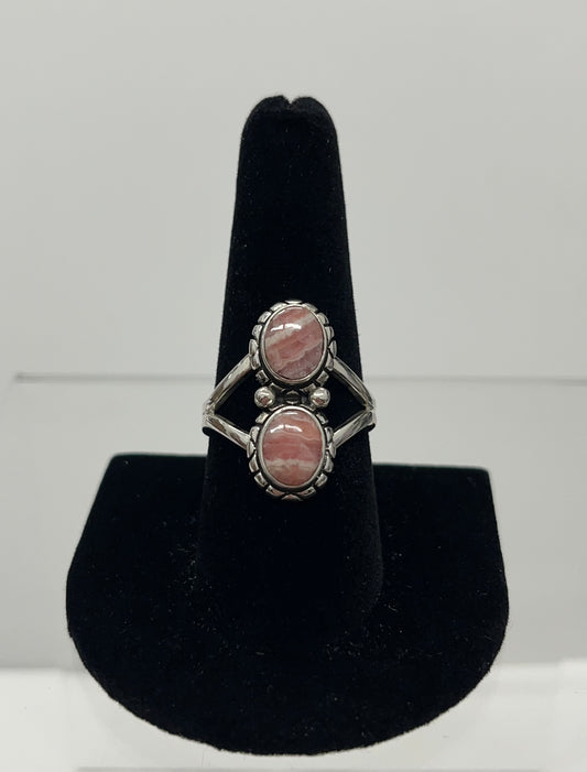 Rhodochrosite and Sterling Silver Ring Size; 9