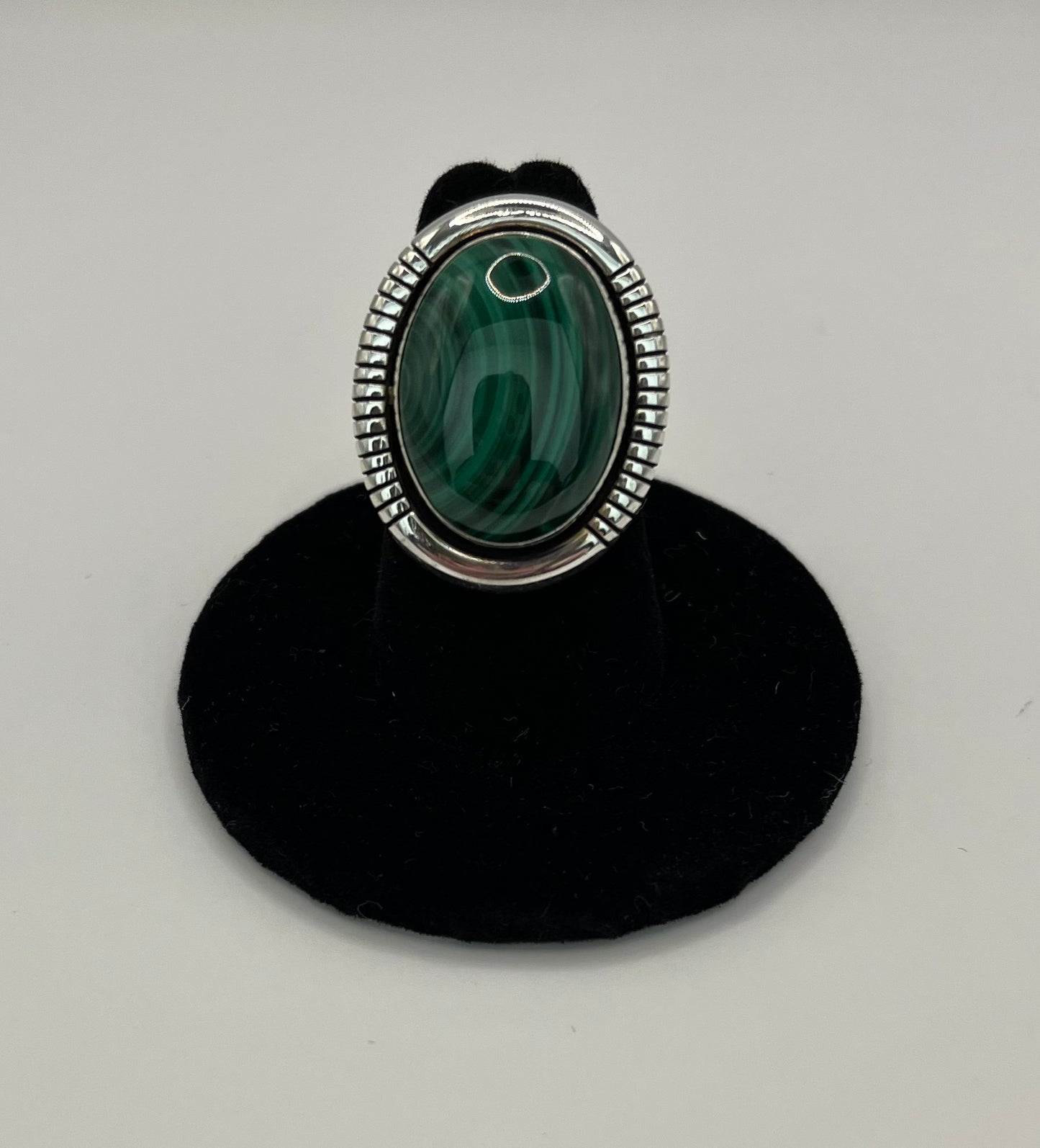 Malachite and Sterling Silver Ring Size 6.5