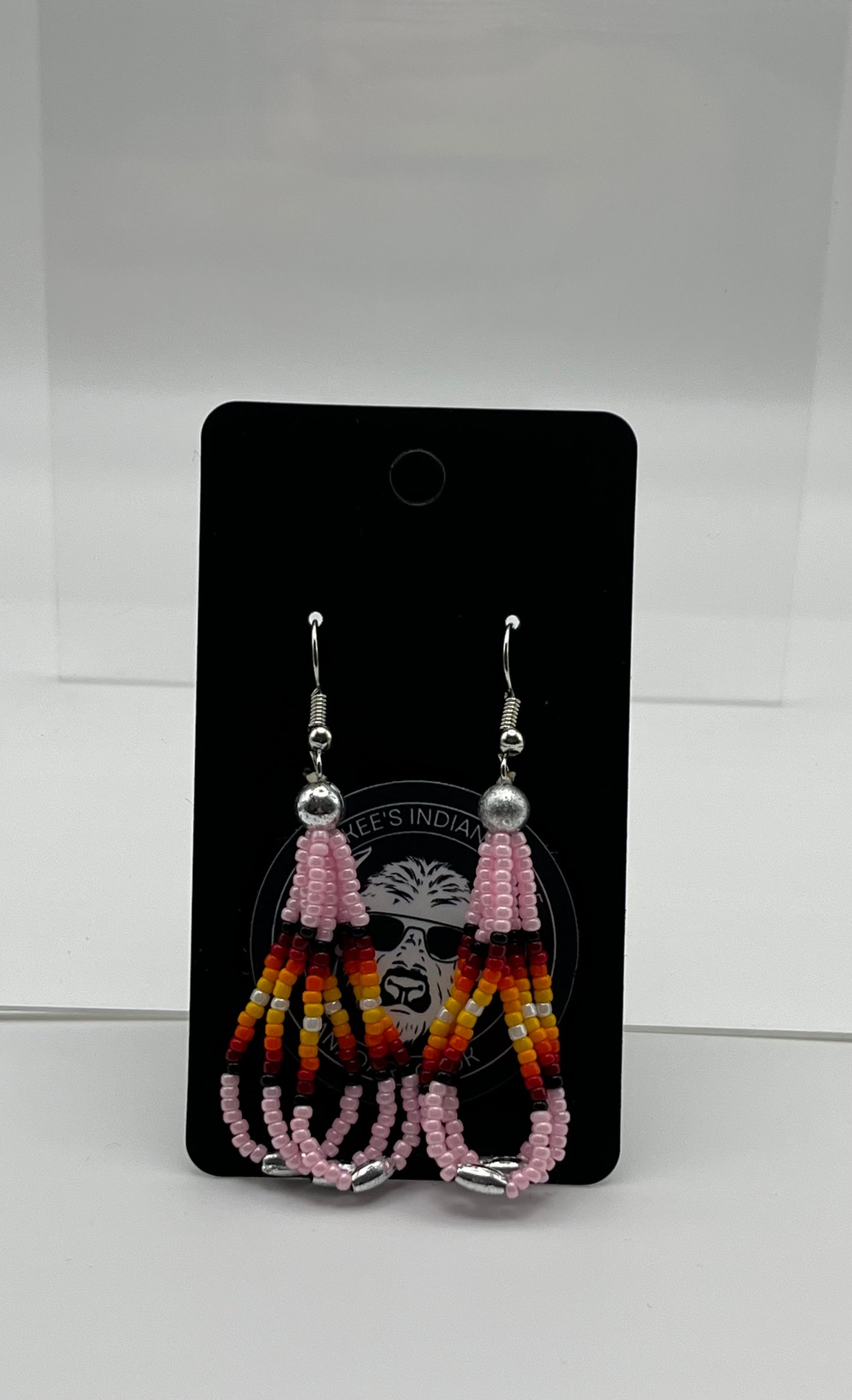 Medium Beaded Earrings Light Pink