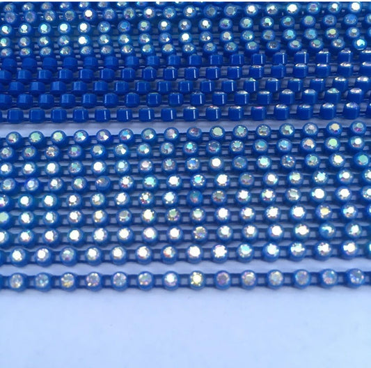 Rhinestone Banding; SS6 AB Medium Blue (per yard)