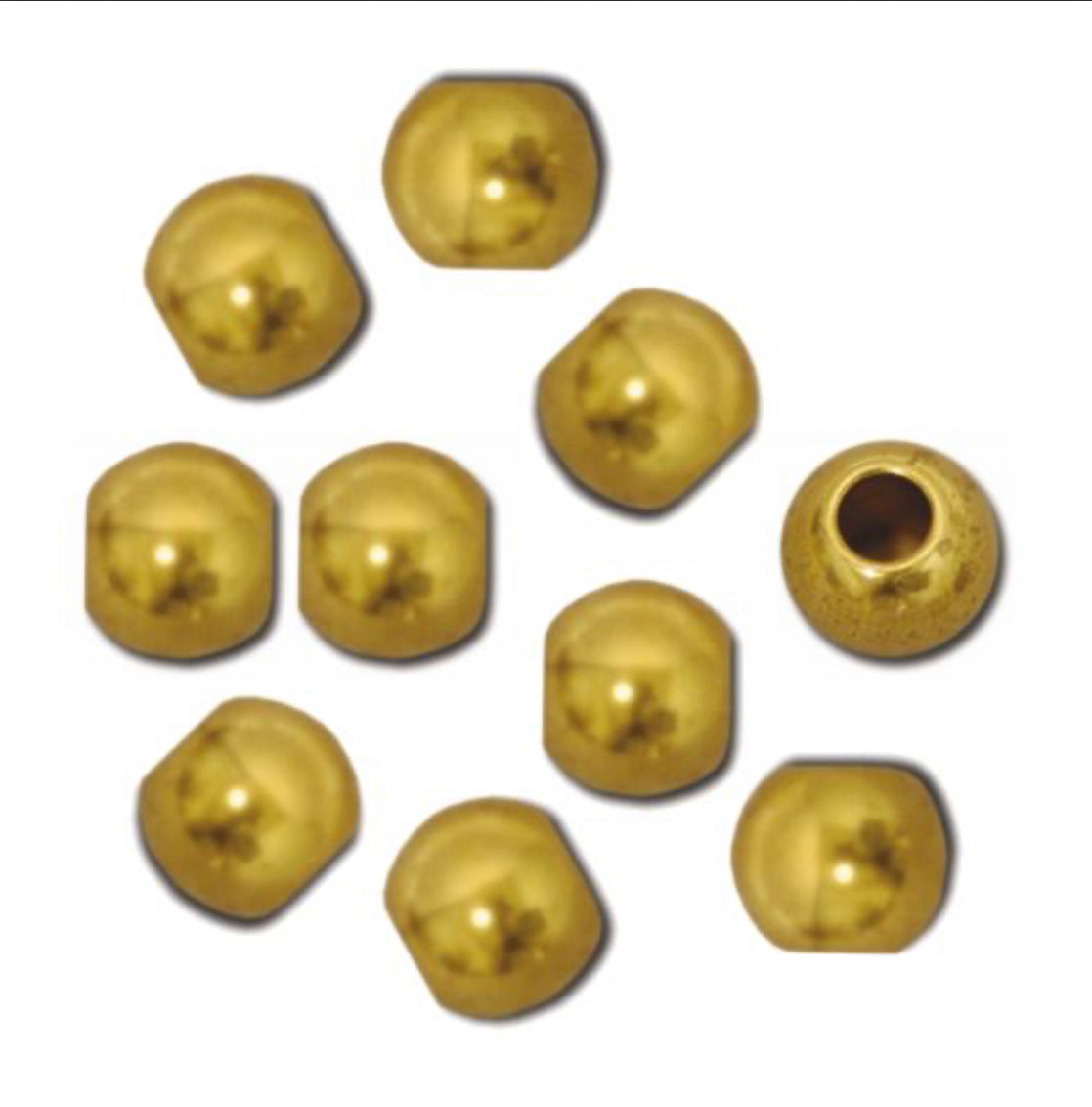 Solid Brass French Beads 8mm (per dozen)