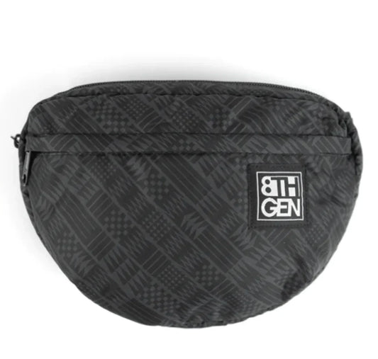 Black 8th Gen fanny pack with geometric pattern, ideal for Native art supplies and crafts