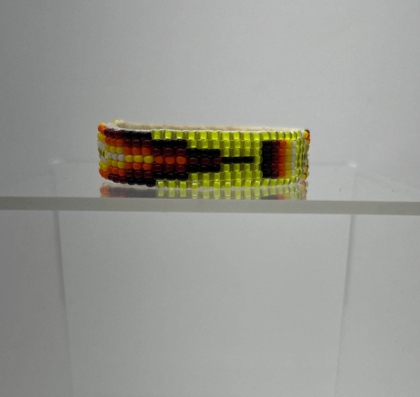 Beaded Cuff Bracelet; Neon Yellow