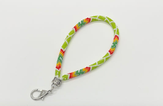 Beaded Wristlet Keychain; Light Green