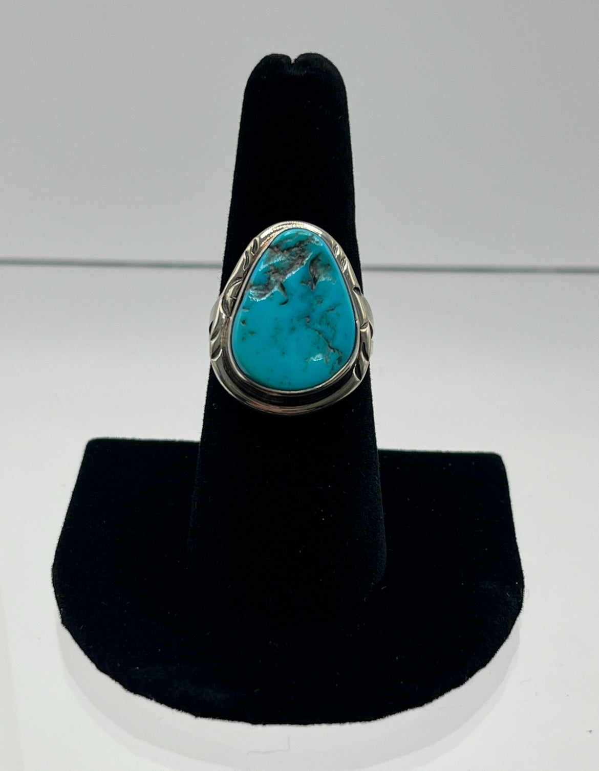 Turquoise and Sterling Silver Ring; Size 8.75