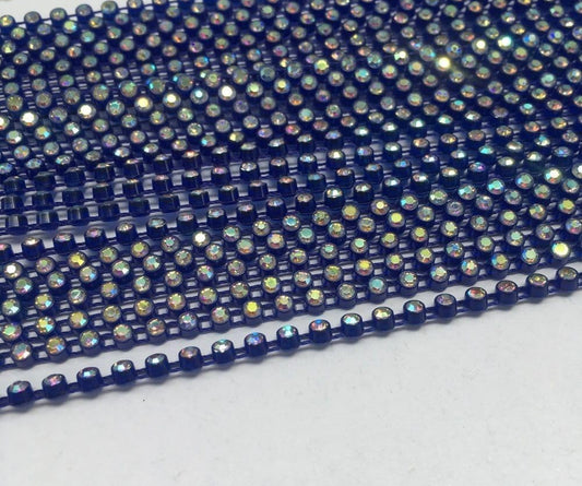 Rhinestone Banding; SS6 AB Dark Blue (per yard)
