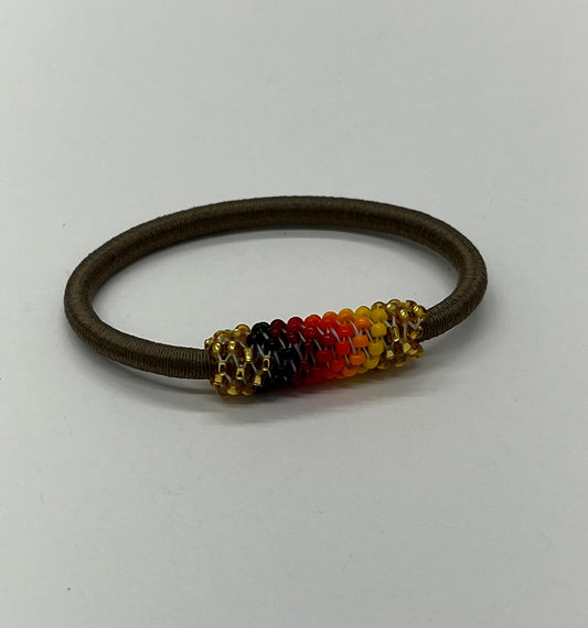 Beaded Hair Ties; Khaki/Gold
