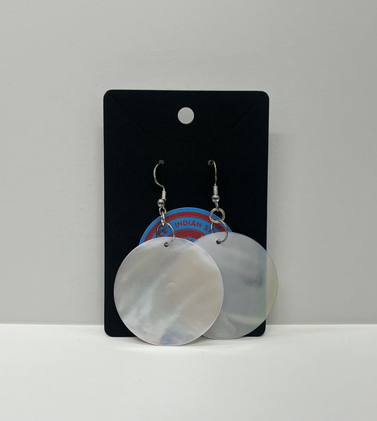 Round Mother of Pearl Earrings; 1 1/2”