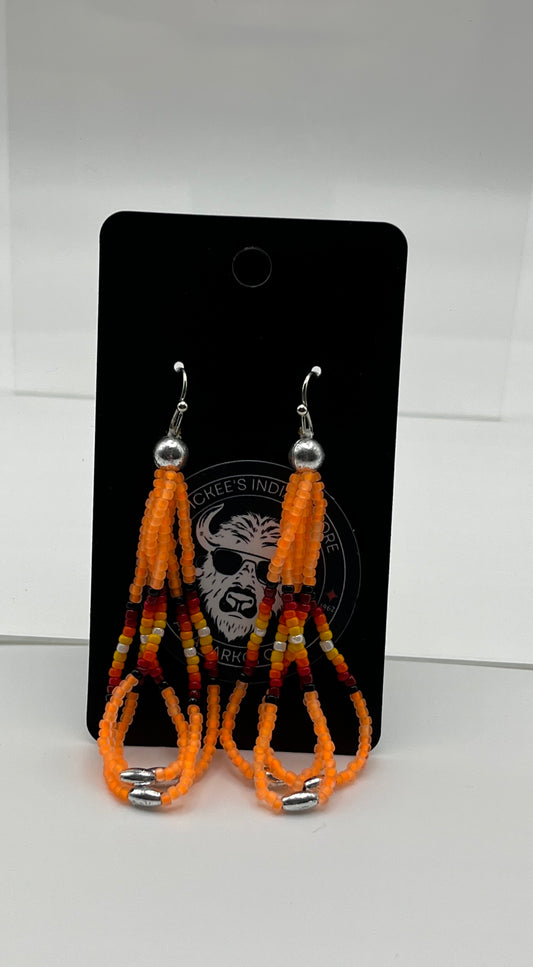 Large Beaded Earrings Frosted Orange 🍊