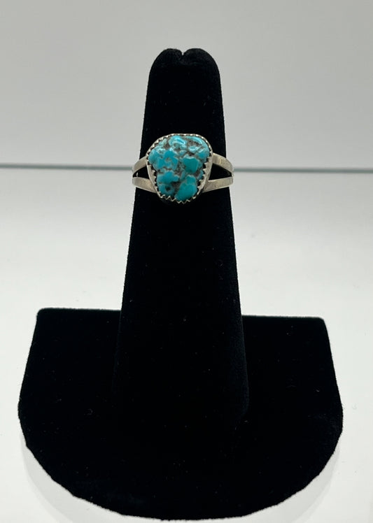 Small, Nugget Turquoise and Sterling Silver Ring; Size 5