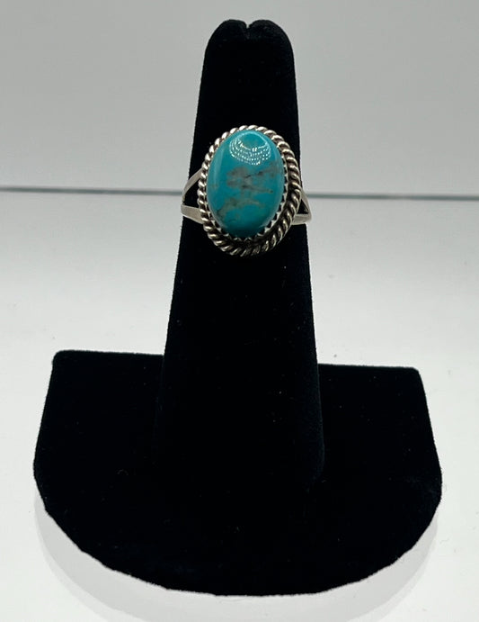 Turquoise and Sterling Silver Ring; Size 6.5