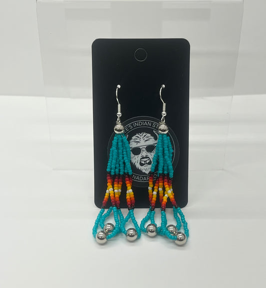 Large Beaded Earrings, Turquoise