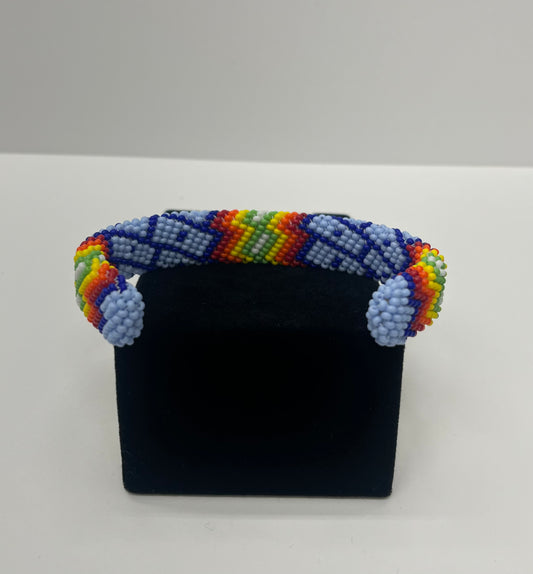 Large Beaded Bracelet; Light Blue