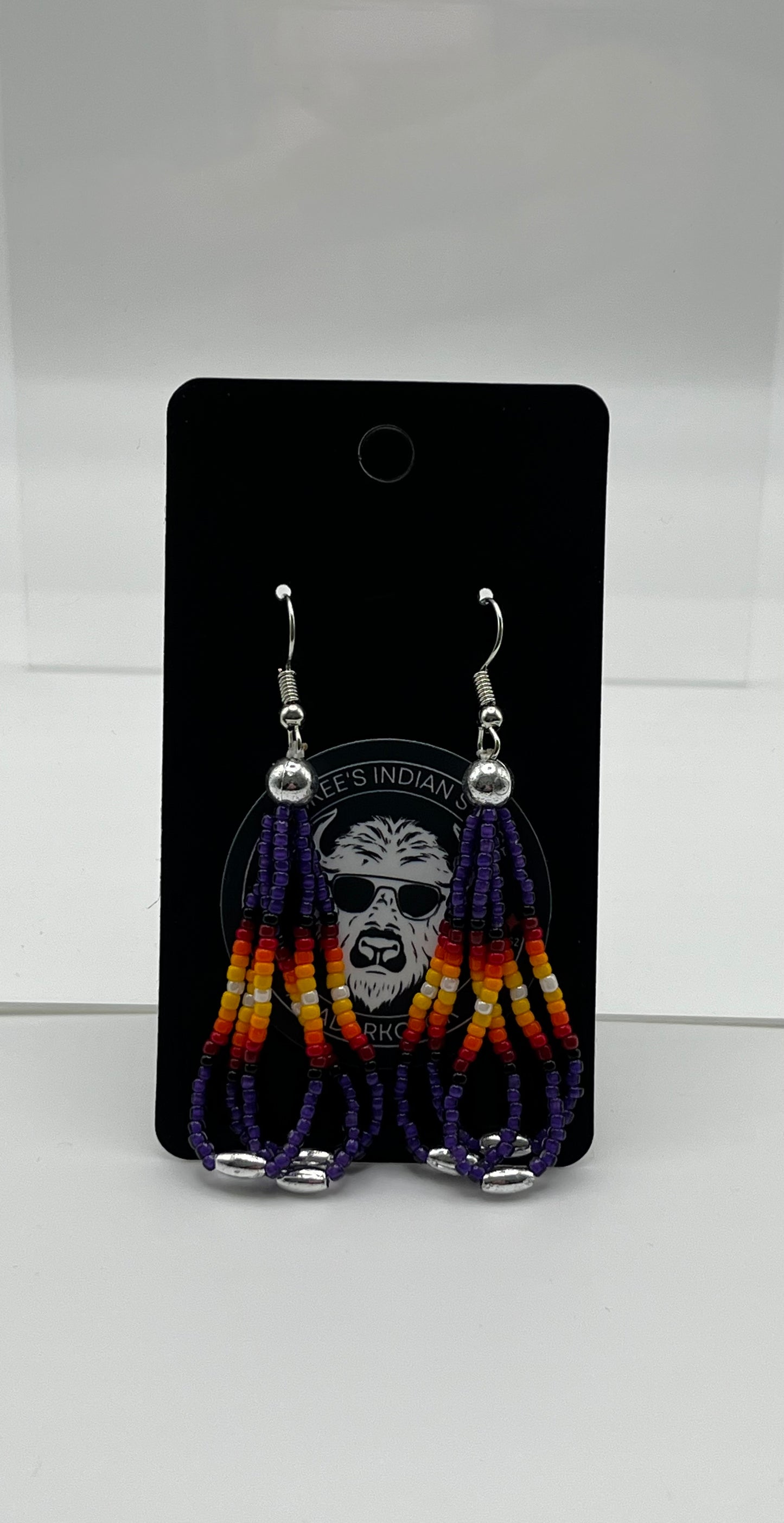 Medium Beaded Earrings Dark Purple