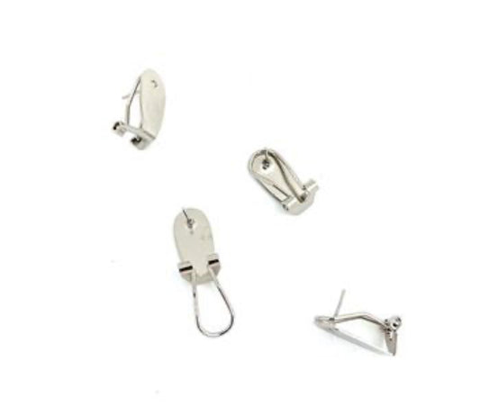 Rhodium Plated Fingernail Earring Clip per pair