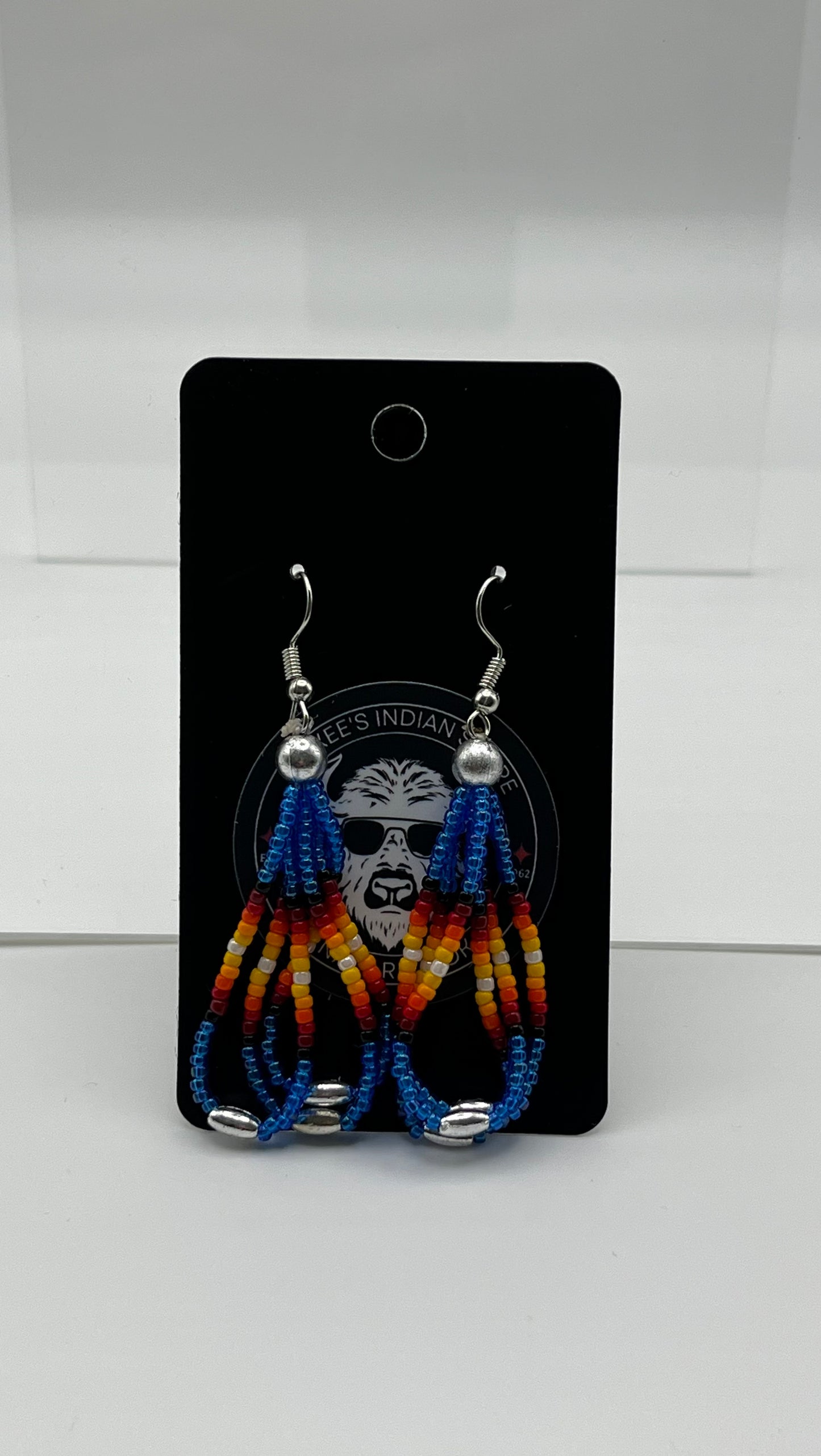 Medium Beaded Earrings Denim Blue