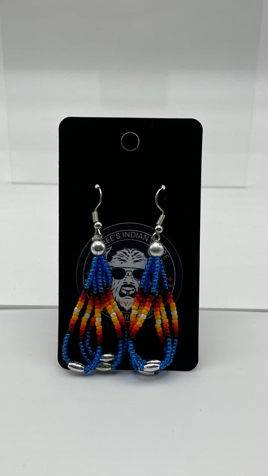 Medium Beaded Earrings Denim Blue