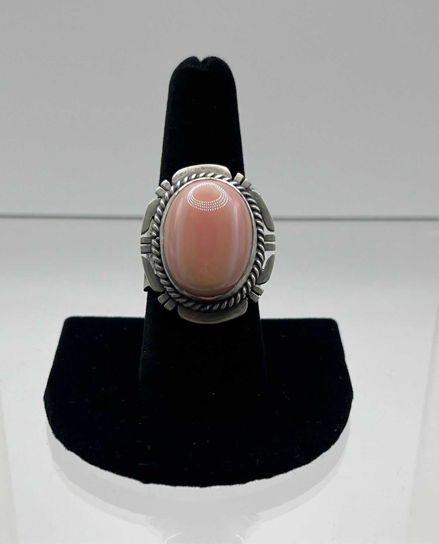 Pink Conch and Sterling Silver Ring 8.5