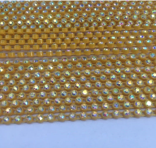 Rhinestone Banding; SS6 AB Corn Yellow (per yard)