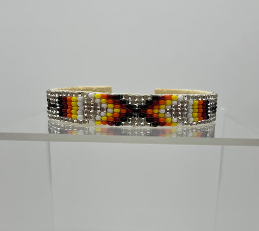 Beaded Cuff Bracelet; Silver