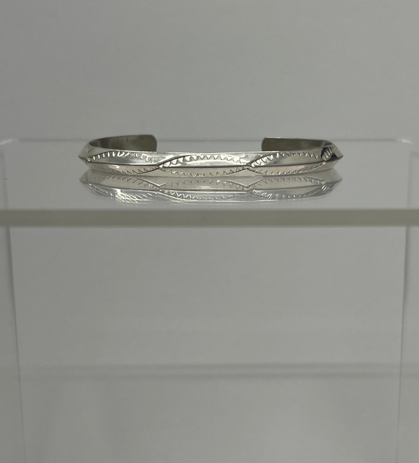Baby Bracelet; Sterling Silver with Stamped Design