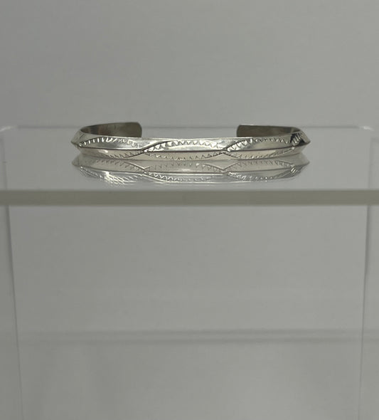 Baby Bracelet; Sterling Silver with Stamped Design