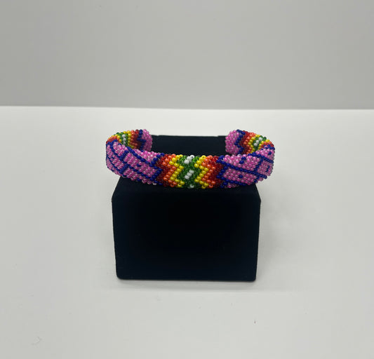 Large Beaded Bracelet; Hot Pink