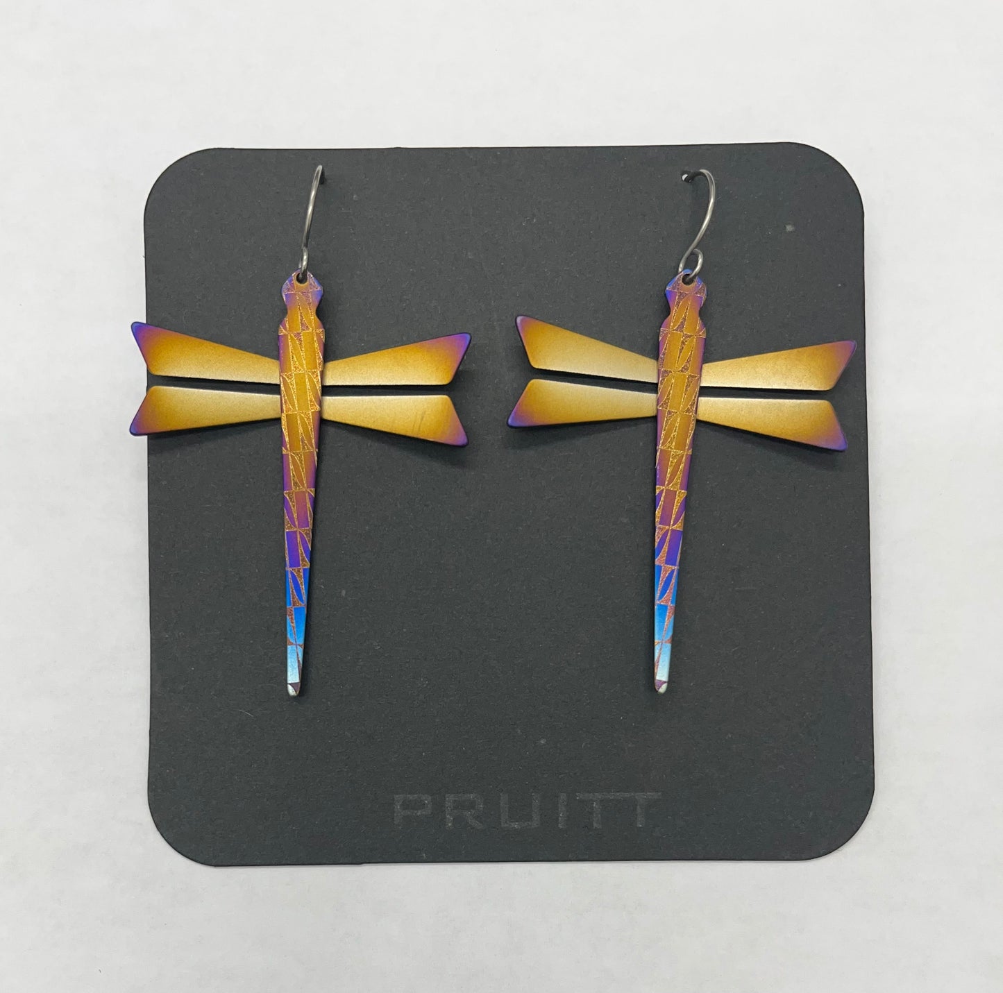 Pat Pruitt Dragonfly Titanium Earrings Bronze and Iridescent