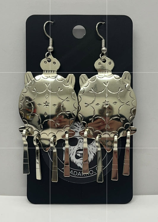German Silver, Stamped Earrings; Turtle