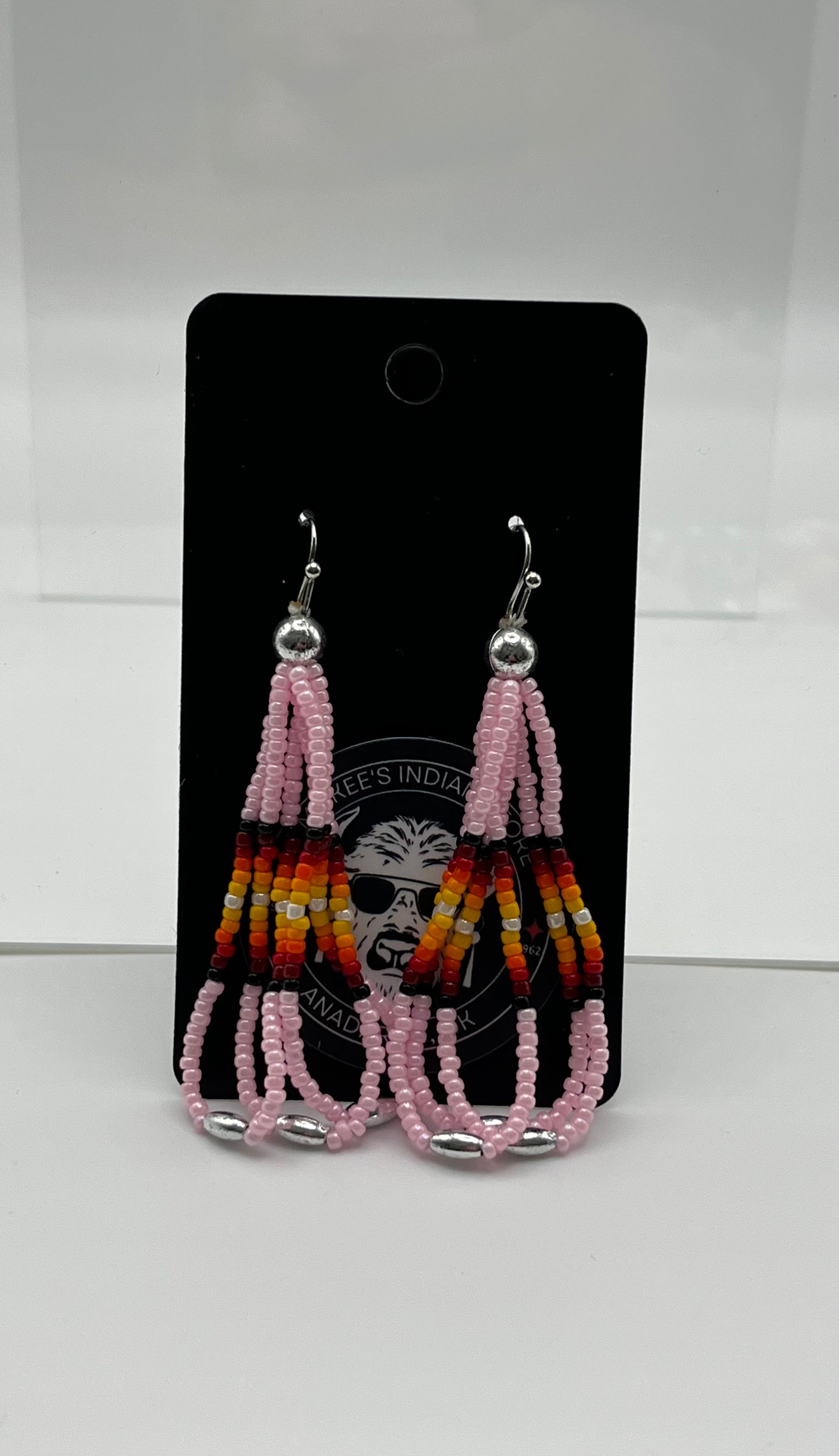 Large Beaded Earrings Light Pink