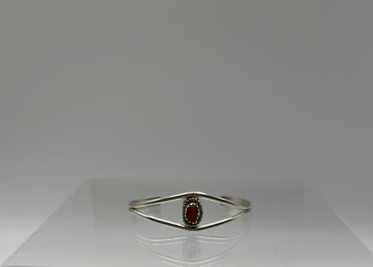 Red Coral and Sterling Silver Baby Bracelet