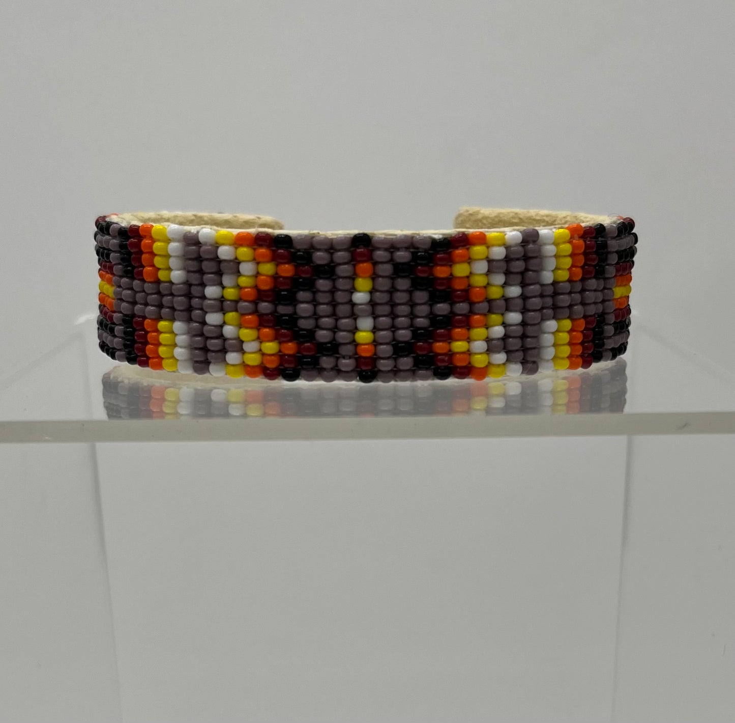 Beaded Cuff Bracelet; Purple