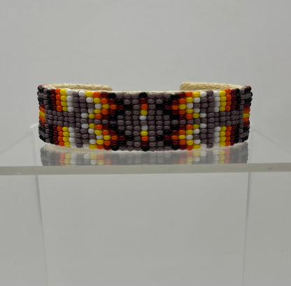 Beaded Cuff Bracelet; Purple