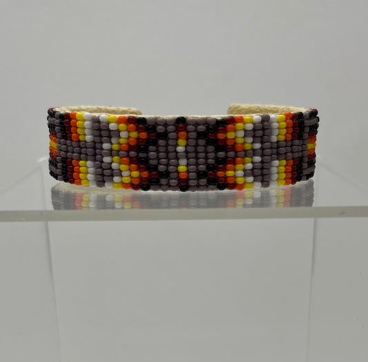 Beaded Cuff Bracelet; Purple