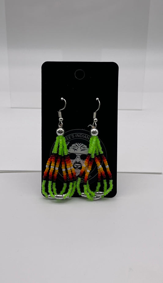 Medium Beaded Earrings Neon Green