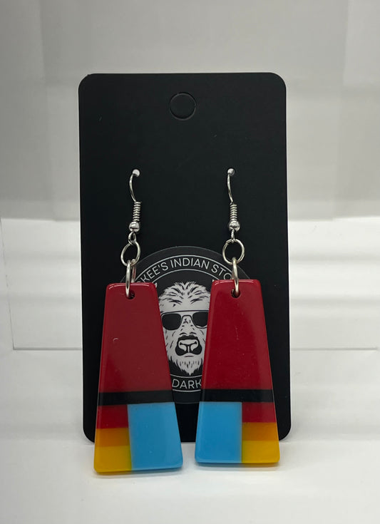 Inlay Earrings; Red