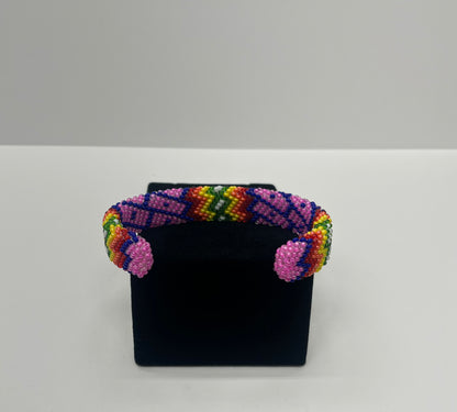 Large Beaded Bracelet; Hot Pink