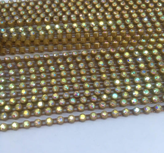 Rhinestone Banding; SS6 AB Light Coffee (per yard)