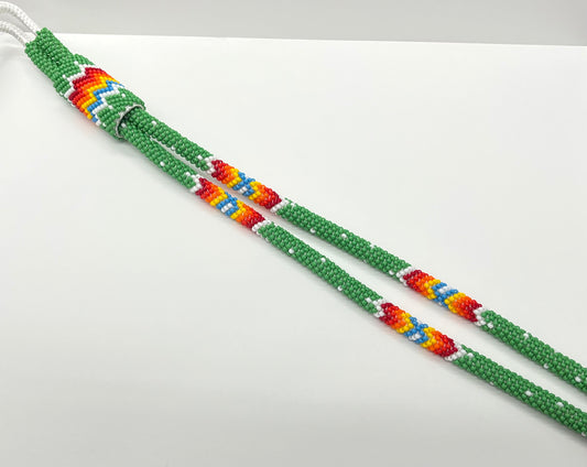 Fully Beaded Bolo Tie; Green