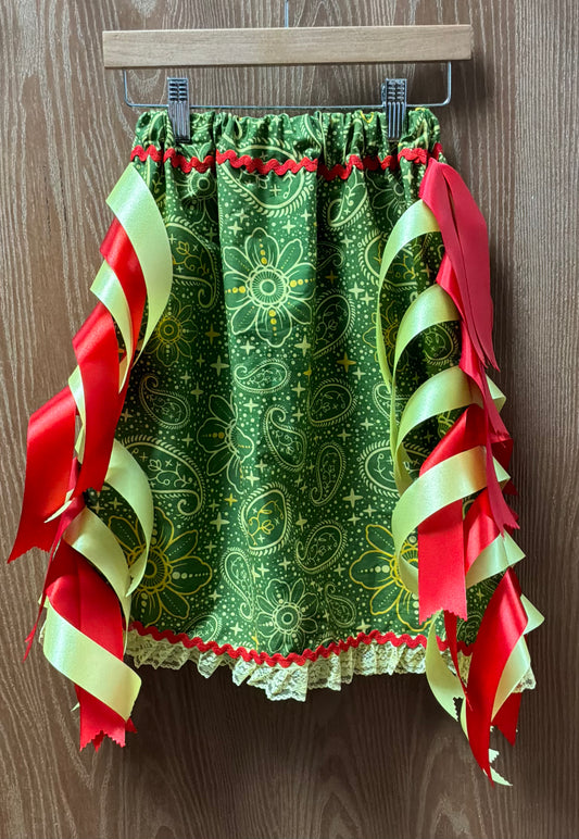 Girl's Ribbon Skirt - Green, Red, Yellow