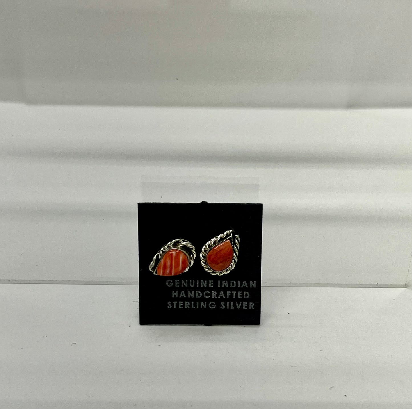 Small Orange Spiny Oyster and Sterling Silver Earrings