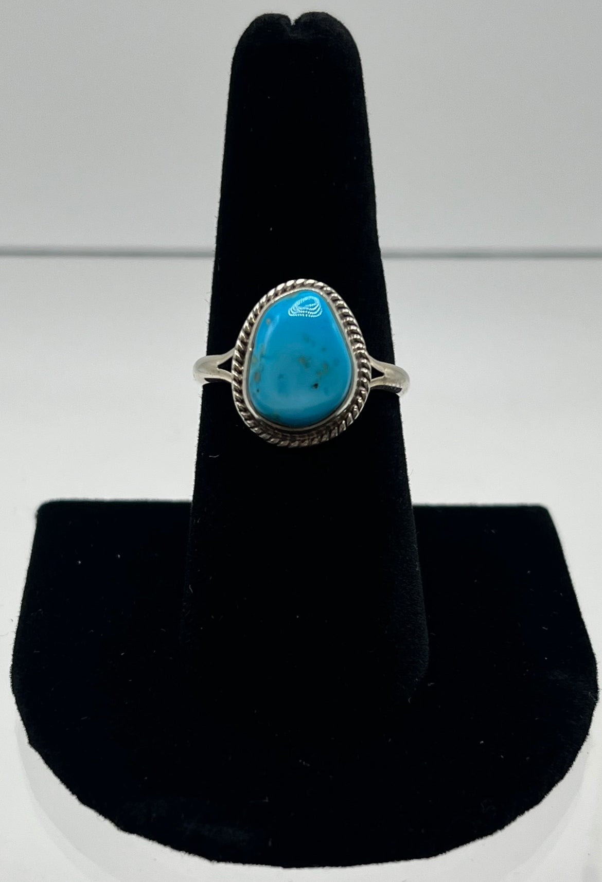 Sleeping Beauty Turquoise and Sterling Silver Ring; Size 8