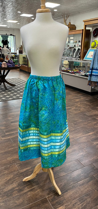 Adult Ribbon Skirt; Waist 32”, Turquoise