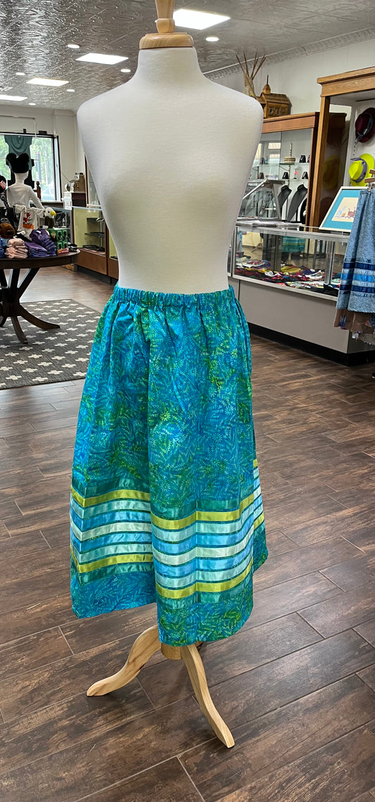 Adult Ribbon Skirt; Waist 32”, Turquoise