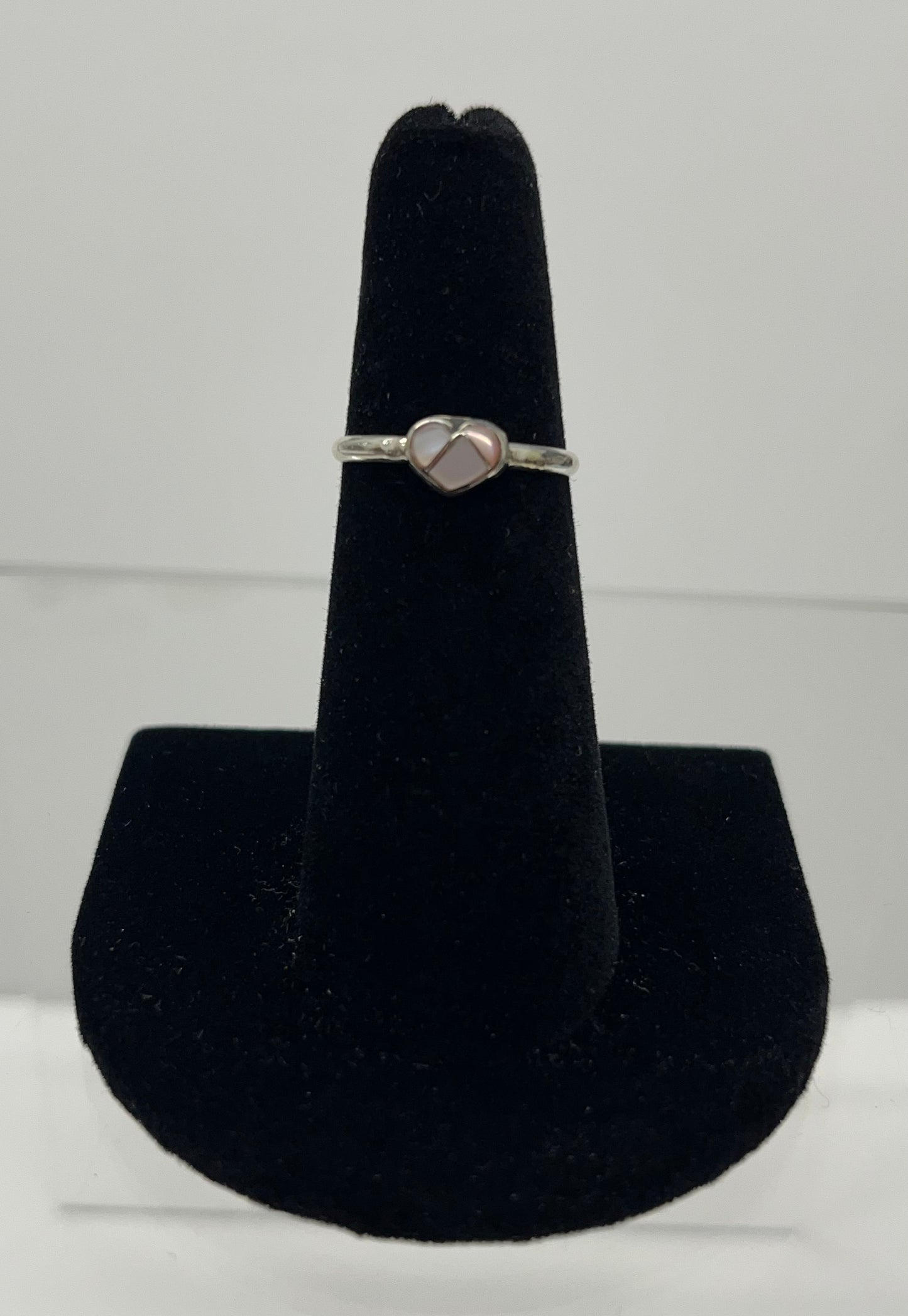 Petite Mother of Pearl and Sterling Silver Heart Ring