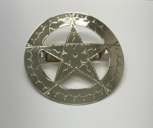 German Silver Round Star Scarf Slide