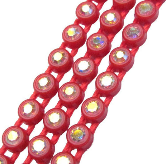 Rhinestone Banding; SS6 AB Red (per yard)
