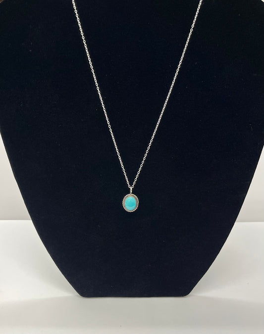 Turquoise and Sterling Silver Pendant with Chain