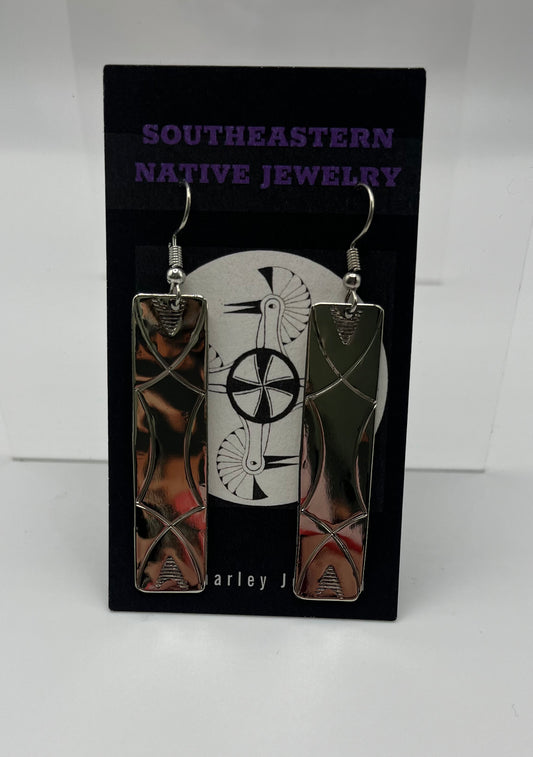 Charley Johnson German Silver Earrings; Rectangle